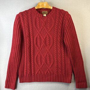 Nick Danger Red Wool Blend Crewneck Cable Knit Sweater Mens Medium Fisherman Top